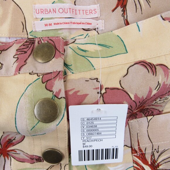 Urban Outfitters Woman's Shorts Size M Tropical Floral High Rise Peach - Picture 2 of 5